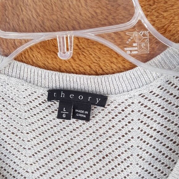 THEORY Womens Sweater Large Gray Pullover Sleeveless Cotton Cashmere DREAMERLY - Picture 2 of 8